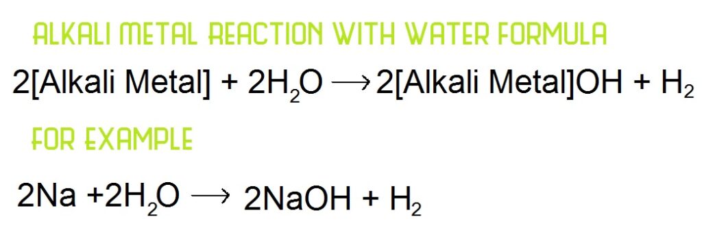 Alkali metal + water equation