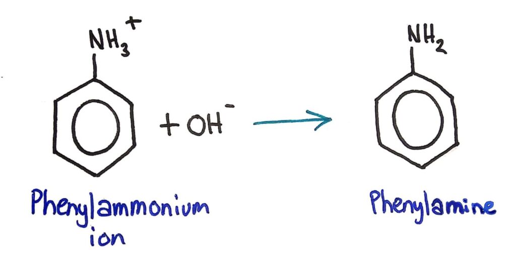 Phenylammonium -> phenylamine